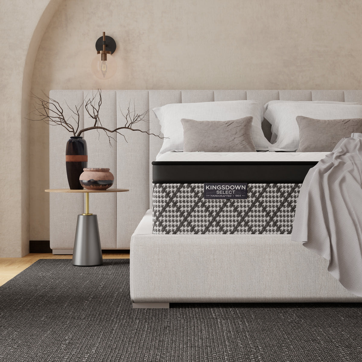 Kingsdown Select Viognier mattress in a styled bedroom