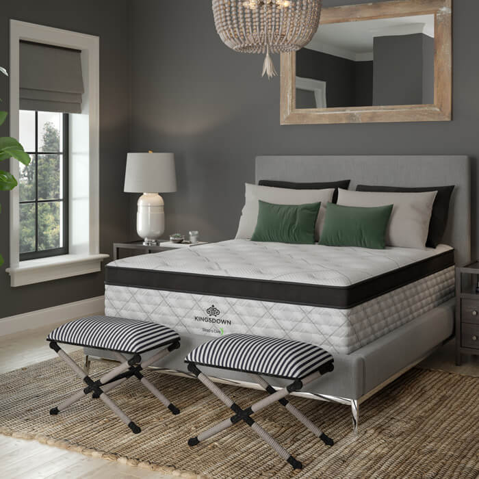 Lifestyle photo with a Kingsdown Sleep to Live mattress